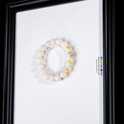 Gemini Zodiac Spiritual Bracelets – White Bodhi Seed for Mindful Living - The Stellar Seeds