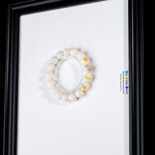 Gemini Zodiac Spiritual Bracelets – White Bodhi Seed for Mindful Living - The Stellar Seeds
