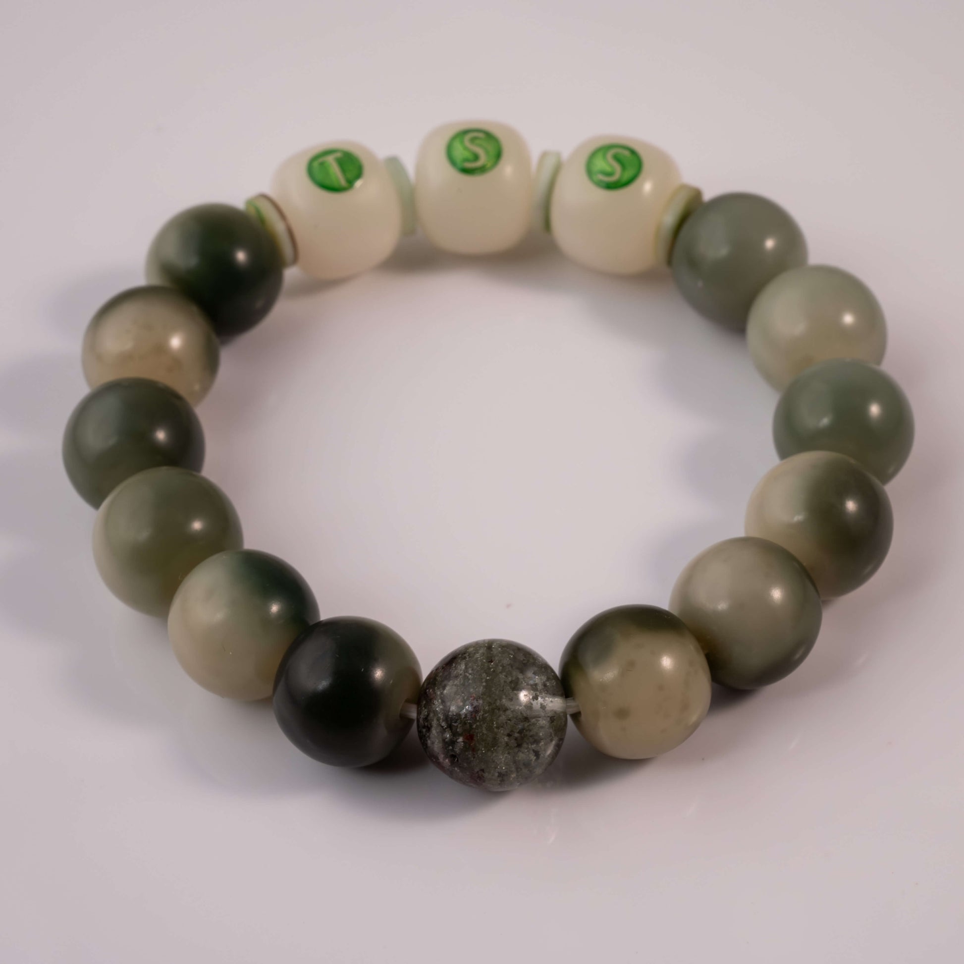 Green Phantom Quartz & Bodhi Seeds Mala Bracelet - The Stellar Seeds