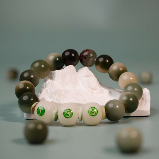 Green Phantom Quartz & Bodhi Seeds Mala Bracelet - The Stellar Seeds