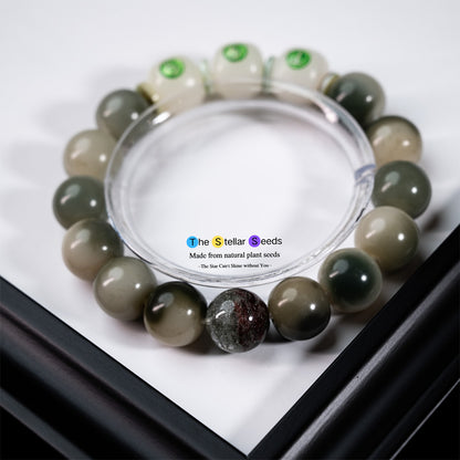 Green Bodhi Seed Bracelet with Phantom Crystal - The Stellar Seeds