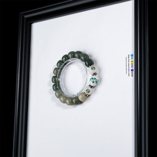 Green Bodhi Seeds Spiritual Bracelets with Floral Bead - The Stellar Seeds