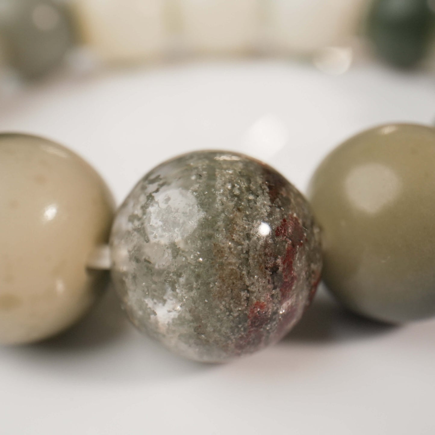 Green Phantom Quartz & Bodhi Seeds Mala Bracelet - The Stellar Seeds