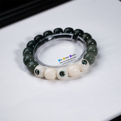 Handmade Mala Beads Bracelet with Green Moissanite Accent - The Stellar Seeds