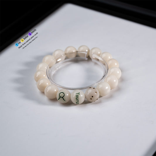 Taurus Meditation Beads – White Bodhi Zodiac Bracelet for Inner Calm - The Stellar Seeds
