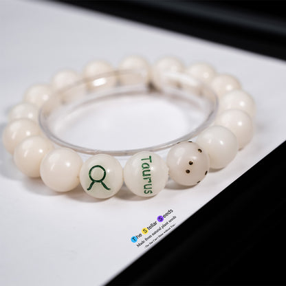 Taurus Meditation Beads – White Bodhi Zodiac Bracelet for Inner Calm - The Stellar Seeds