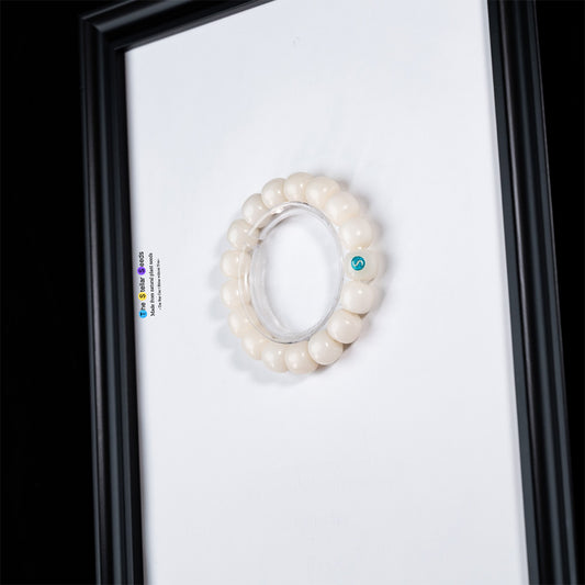 White Bodhi Bead Wrist Mala – Eco-Friendly Meditation Jewelry - The Stellar Seeds