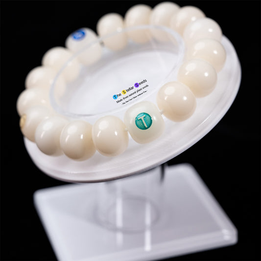 Zen in White – Natural Bodhi Bead Mala Bracelet - The Stellar Seeds