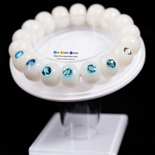 White Bodhi Mala Beads with Moissanite – A Spiritual Moissanite Bracelet for Inner Light - The Stellar Seeds