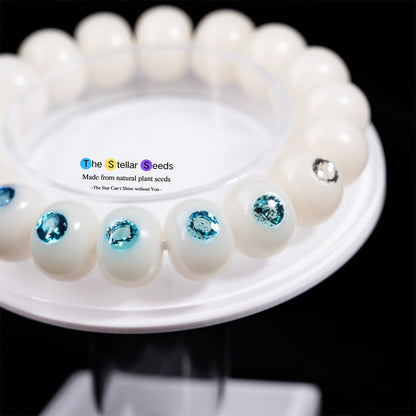 White Bodhi Mala Beads with Moissanite – A Spiritual Moissanite Bracelet for Inner Light - The Stellar Seeds