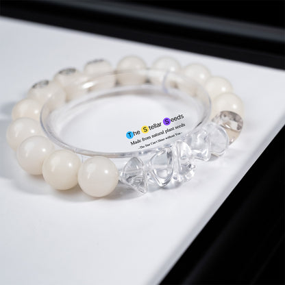 White Crystal Glass Bodhi Bead Bracelet – Clarity& Spiritual Balance - The Stellar Seeds