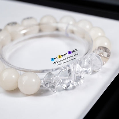 White Crystal Glass Bodhi Bead Bracelet – Clarity& Spiritual Balance - The Stellar Seeds