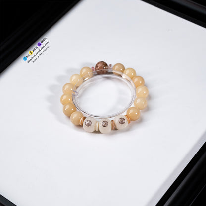 Yellow Phantom Crystal & Bodhi Seed Bracelet - The Stellar Seeds
