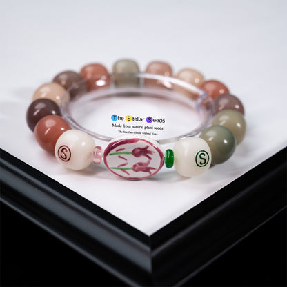 Floral Tranquility – Ceramic & Bodhi Meditation Bracelet - The Stellar Seeds