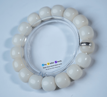 White Bodhi Seed Mala Beads Bracelet – A Symbol of Peace and Presence - The Stellar Seeds