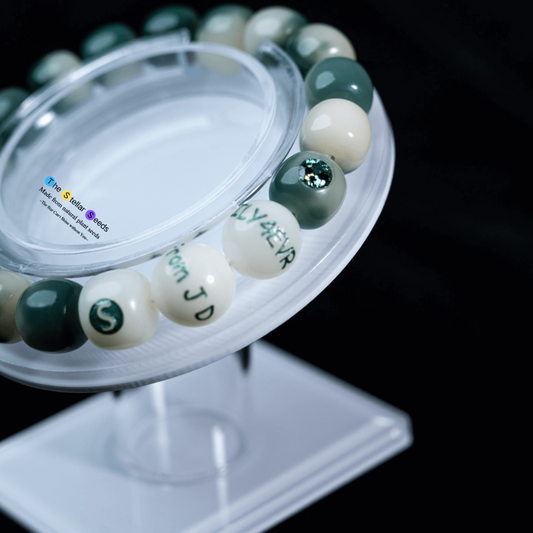 Custom Bodhi Bracelet – Mala Beads Meditation Gift with Moissanite and Engraving - The Stellar Seeds
