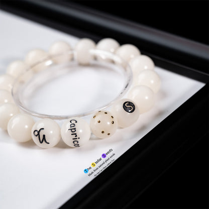 Capricorn Zodiac Bracelet – White Bodhi Seeds for Mala Beads Meditation - The Stellar Seeds