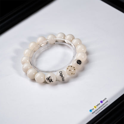 Capricorn Zodiac Bracelet – White Bodhi Seeds for Mala Beads Meditation - The Stellar Seeds
