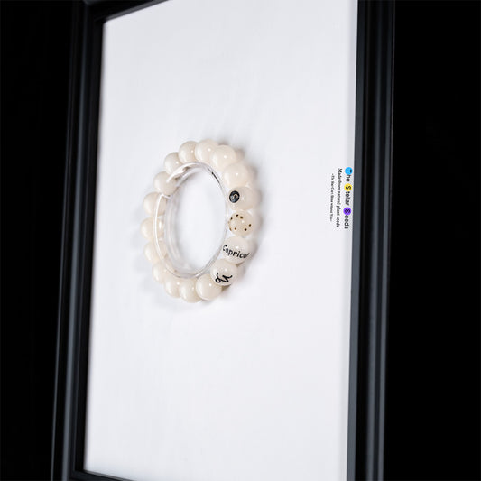 Capricorn Zodiac Bracelet – White Bodhi Seeds for Mala Beads Meditation - The Stellar Seeds