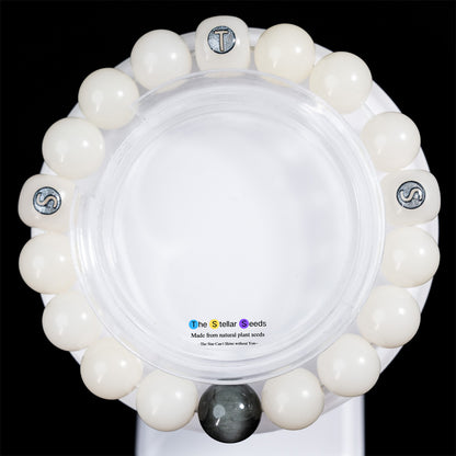 Spiritual White Bodhi Seed Bracelet Featuring Gold Obsidian - The Stellar Seeds