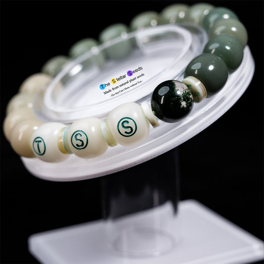 Green Phantom Crystal & Bodhi Seed Bracelet – Natural Energy & Serenity - The Stellar Seeds