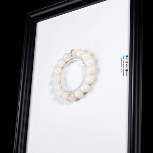 White Bodhi Bead Bracelet with “Stillness” – Find Inner Peace - The Stellar Seeds