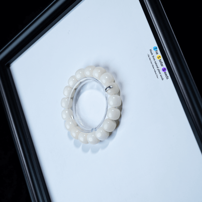White Bodhi Seed Mala Beads Bracelet – A Symbol of Peace and Presence - The Stellar Seeds