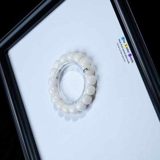 White Bodhi Seed Mala Beads Bracelet – A Symbol of Peace and Presence - The Stellar Seeds