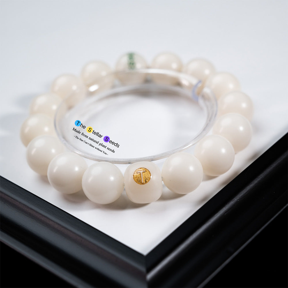 White Bodhi Bead Bracelet with “Stillness” – Find Inner Peace - The Stellar Seeds