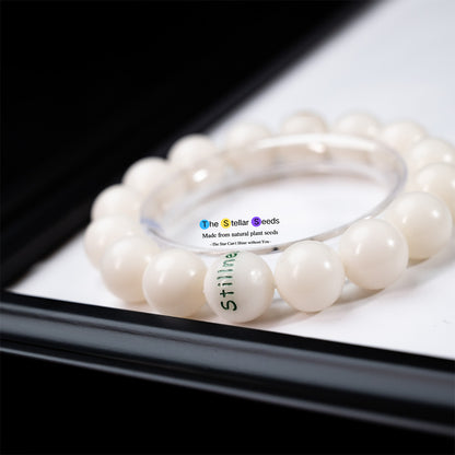 White Bodhi Bead Bracelet with “Stillness” – Find Inner Peace - The Stellar Seeds
