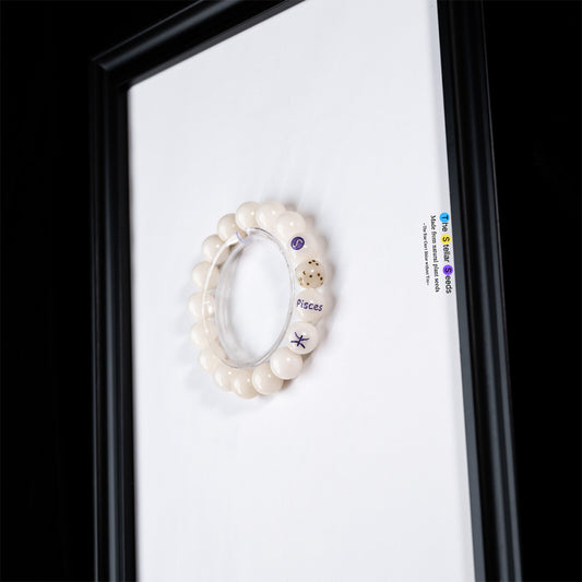 Pisces Zodiac Japa Mala Beads – White Bodhi Bracelet for Inner Peace - The Stellar Seeds
