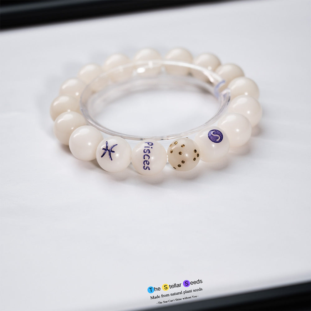 Pisces Zodiac Japa Mala Beads – White Bodhi Bracelet for Inner Peace - The Stellar Seeds
