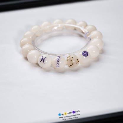 Pisces Zodiac Japa Mala Beads – White Bodhi Bracelet for Inner Peace - The Stellar Seeds