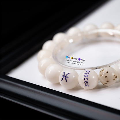 Pisces Zodiac Japa Mala Beads – White Bodhi Bracelet for Inner Peace - The Stellar Seeds