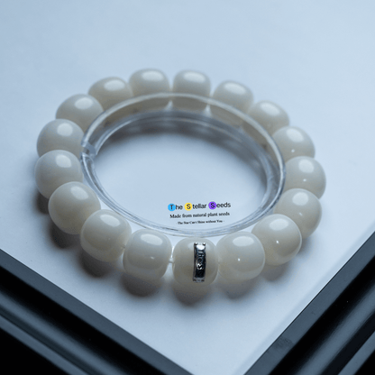 White Bodhi Seed Mala Beads Bracelet – A Symbol of Peace and Presence - The Stellar Seeds