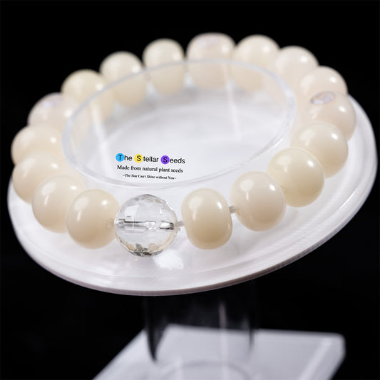 Spiritual Healing Bracelet – White Bodhi Seed & Quartz - The Stellar Seeds